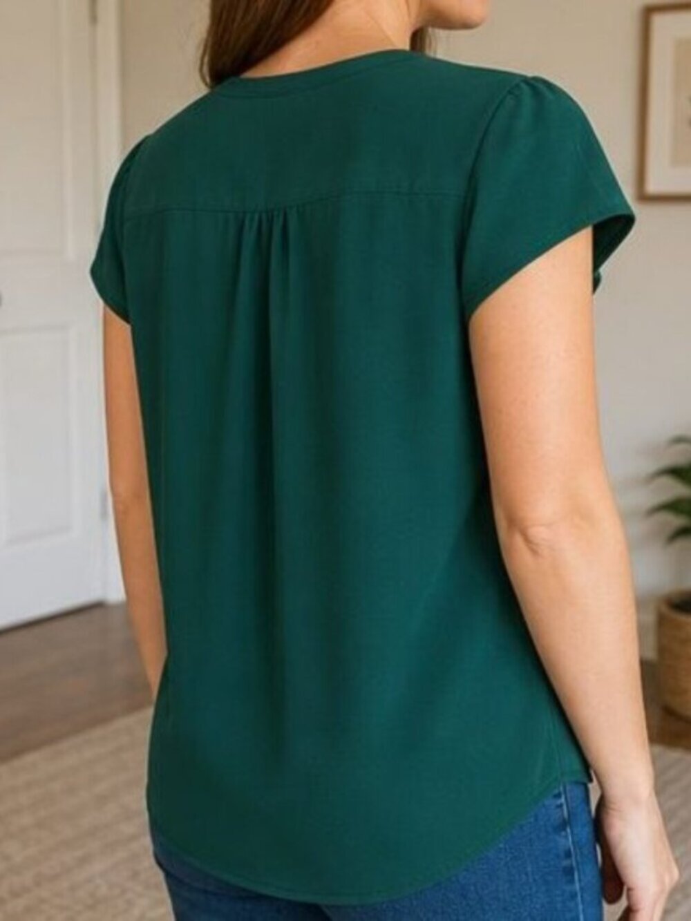 Emerald Ruffle Blouse - Picture 3 of 6